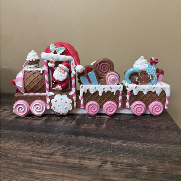Santa's Sweet Holiday Train Decor with Pink and Brown Details - Picture 1 of 3